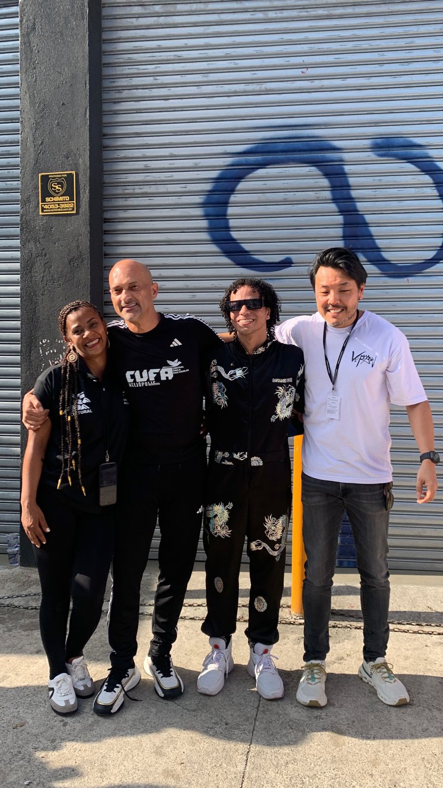 Danilo Borges, Marcivan Barreto (presidente da CUFA - São Paulo), Maura Oliveira (presidente do Instituto Mulheres Guerreiras) e Luis Felipe Miyabara (subprefeito do Ipiranga)