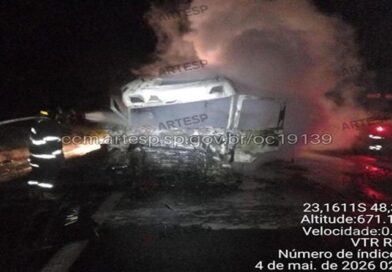 Bofete (SP) acidente na Rodovia Castello Branco com incêndio.
